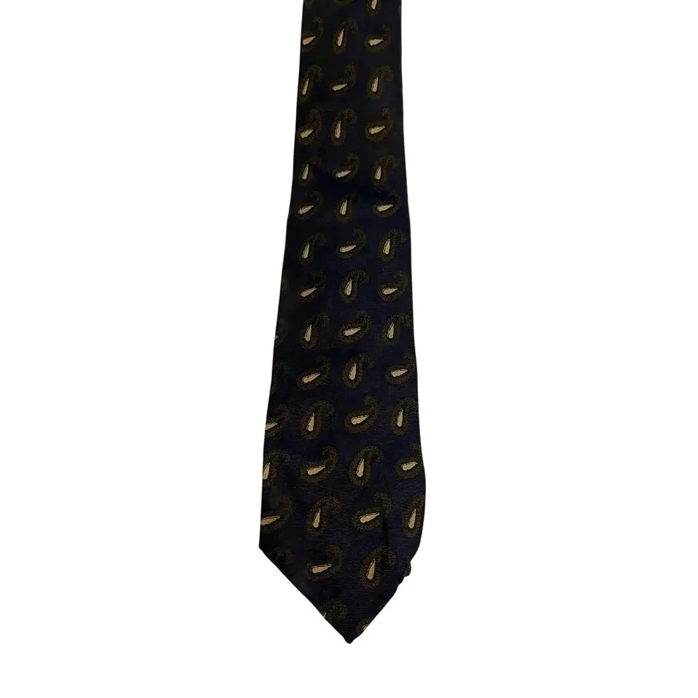 Vintage Reis of New Haven All Silk Blue & Yellow Print Necktie